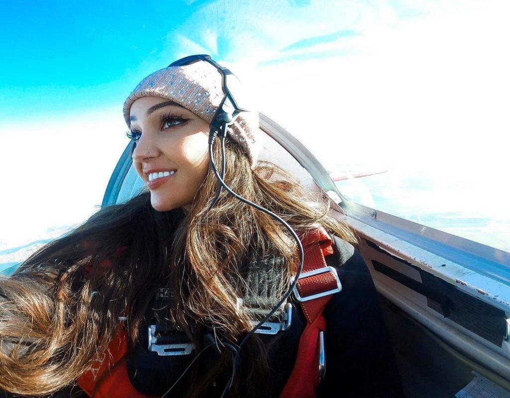 Picture of Kristina Basham inside a plane